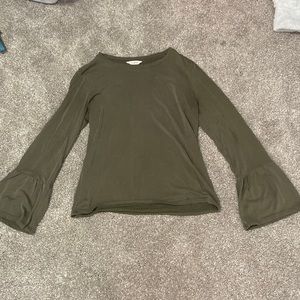 Army green wrist flare top